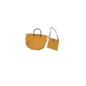 Longaberger Yellow and Brown Travel Bag Set